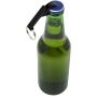 Tao fles- en blikopener van RCS gerecycled aluminium met sleutelhanger - Zwart