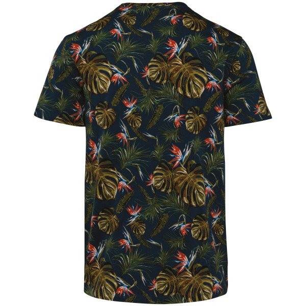 Ecologisch heren-T-shirt met tropische print Navy Paradise Bird 3XL