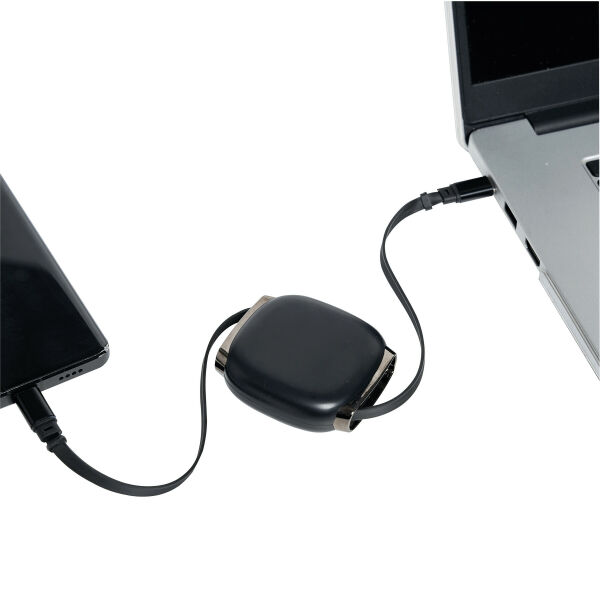 SOLARA 60W Cable - SOLARA 60W Cable, Oprolbare laad- en datakabel zwart SOLARA 60W Cable - SOLARA 60W Cable, Oprolbare laad- en datakabel zwart