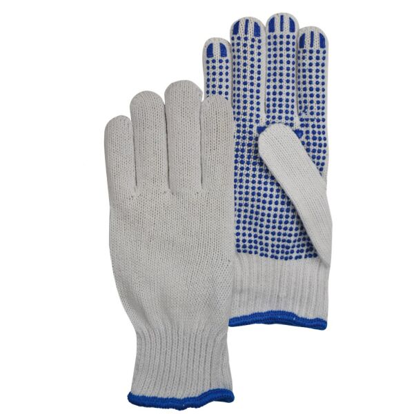 20-300 Rondgebreide Poly / Katoen Handschoen Met PVC Nopjes