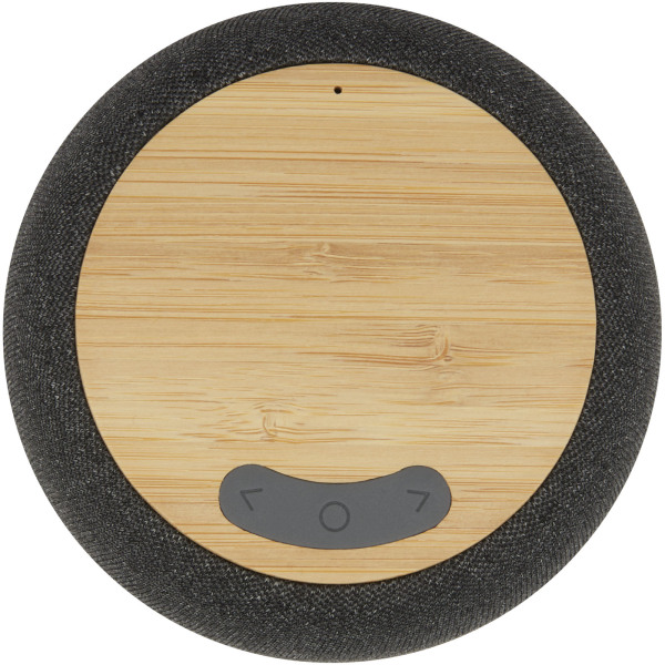 Ecofiber Bluetooth® speaker en draadloos oplaadstation van bamboe/RPET - Naturel/Grijs