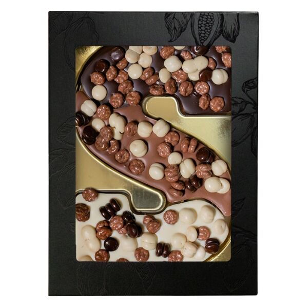 Luxe chocoladeletter S drie smaken schuddebuikjes Luxe chocoladeletter S drie smaken schuddebuikjes