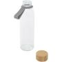 Porto 500 ml glazen waterfles met siliconen handgreep en bamboe deksel - Grijs