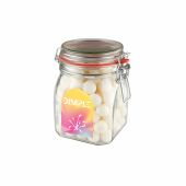 Weckpot 0,9 liter, gevuld met snoep, Transparant, KING pepermunt ballen