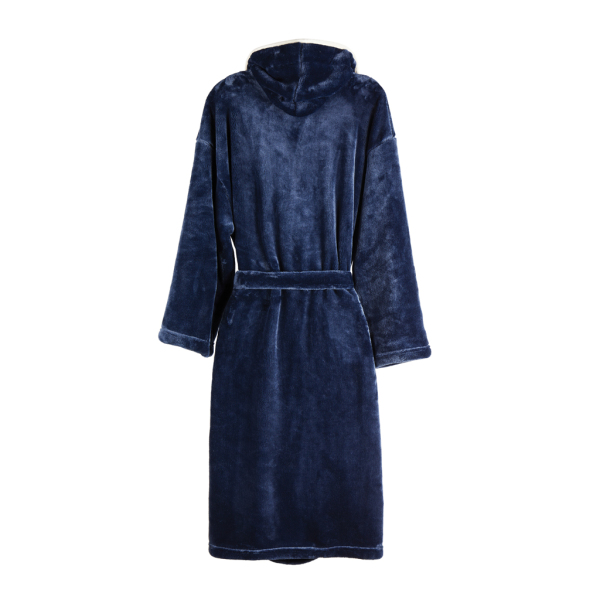 VINGA Louis luxe pluche RPET badjas maat L/XL, donkerblauw
