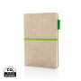 A5 jute katoen notitieboek, groen, groen