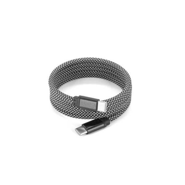 NADELLA. USB-C-naar-USB-C-kabel met een gevlochten polyestersnoer (60 W) en een magnetisch systeem om de kabel gemakkelijk op te rollen