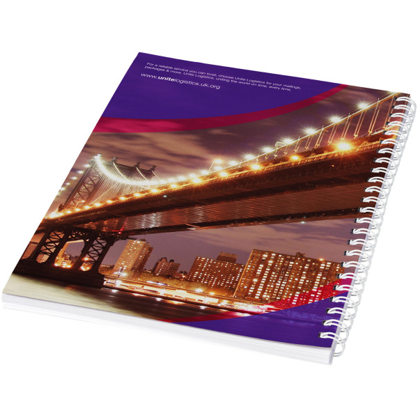 Desk-Mate® A4 spiraal notitieboek met bedrukte achterste omslag - Wit - 50 pages