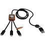 SCX.design C38 40W 5-in-1 oplaadkabel van RPET met oplichtend logo en vierkante houten behuizing - Zwart/Hout