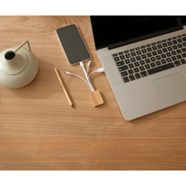 Bamboe oplaadkabel Brandan wit Bamboe oplaadkabel Brandan wit