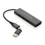 Terra RCS gerecycled aluminium hub met 3 USB-poorten, grijs