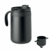 CAFETITO - Dubbelwandige mok koffiefilter - Zwart