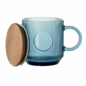 VITRIO MUG - Glazen mok met ribbels 300ml - Transparant Blauw