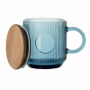 VITRIO MUG - Glazen mok met ribbels 300ml - Transparant Blauw