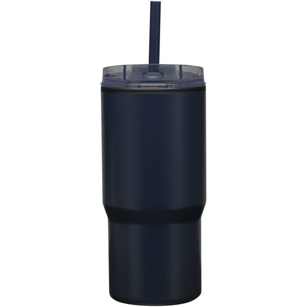 Westin 540 ml RCS gerecyclede dubbelwandige thermosbeker met rietje - Marineblauw Westin 540 ml RCS gerecyclede dubbelwandige thermosbeker met rietje - Marineblauw