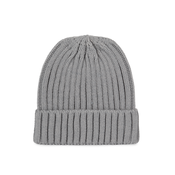 Dubbel geribde muts met omslag Granite Grey One Size Dubbel geribde muts met omslag Granite Grey One Size