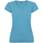 Victoria damesshirt met V-hals en korte mouwen - Turquoise - S
