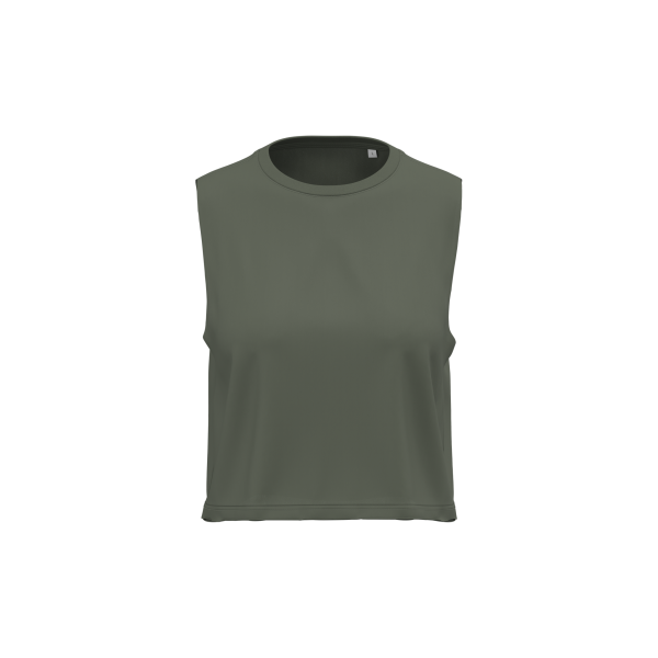 Cropped mouwloos T-shirt voor dames Sporty Khaki XL Cropped mouwloos T-shirt voor dames Sporty Khaki XL