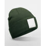 Appliqué Patch Beanie - Olive Green/White - One Size