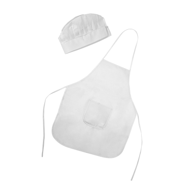 JAMIE Non-woven schort- en mutsenset voor kinderen - wit JAMIE Non-woven schort- en mutsenset voor kinderen - wit