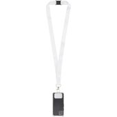 Addie sublimatie lanyard met telefoonhouder en veiligheidssluiting - Zwart/Wit - 10mm
