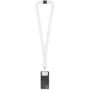 Addie sublimatie RPET-lanyard met telefoonhouder en veiligheidssluiting - Zwart/Wit - 10mm
