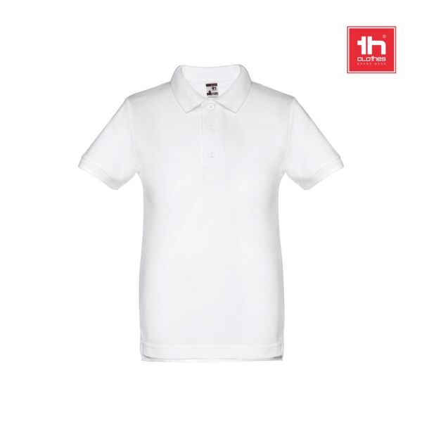 THC ADAM KIDS WH. Kinderpolo met korte mouwen (unisex). Witte kleur THC ADAM KIDS WH. Kinderpolo met korte mouwen (unisex). Witte kleur