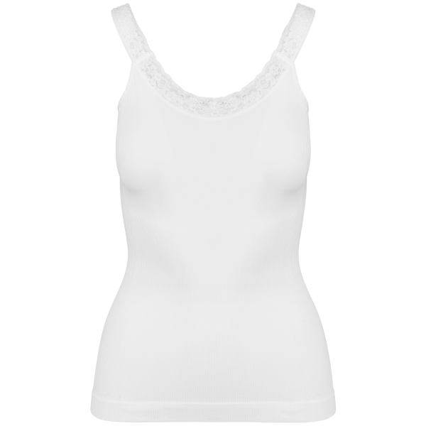 Débardeur écoresponsable sans couture avec dentelle White XL/XXL Débardeur écoresponsable sans couture avec dentelle White XL/XXL