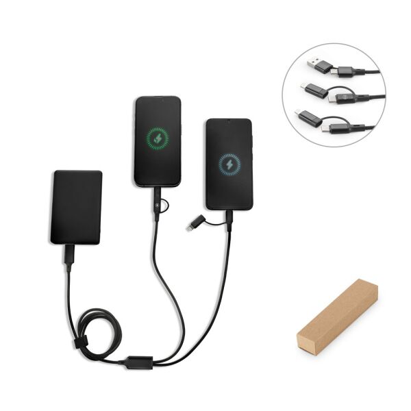 BERTOZZI. Supersnelle 6-in-1 USB-kabel van gerecycled aluminium (20%) en gerecycled PET (4%) BERTOZZI. Supersnelle 6-in-1 USB-kabel van gerecycled aluminium (20%) en gerecycled PET (4%)
