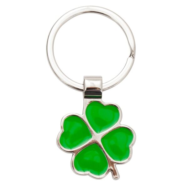 Clover Luck klavertje vier sleutelhanger - Groen/Zilver Clover Luck klavertje vier sleutelhanger - Groen/Zilver