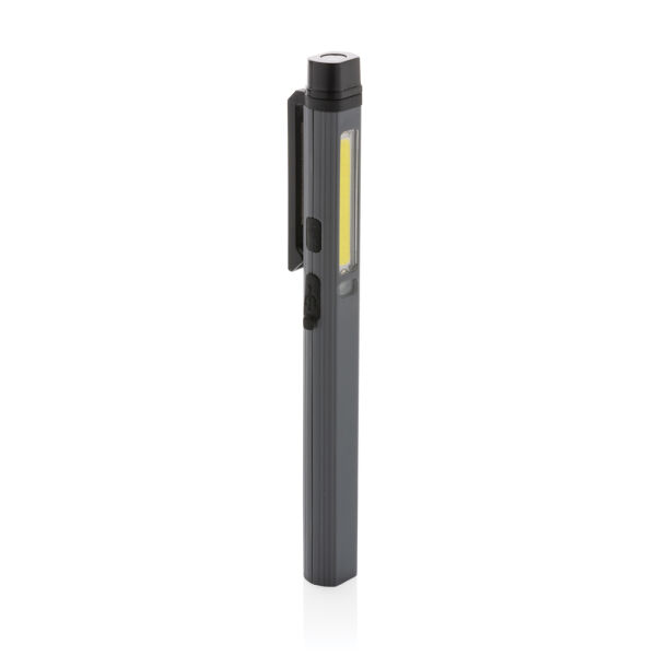 Gear X RCS gerecycled plastic USB-oplaadbare penlamp, grijs, zwart