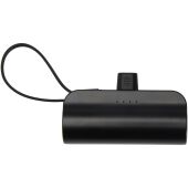 Alnair Type-C powerbank van 5000 mAh 10 W van gerecycled plastic met ingebouwde klapstandaard en 2 in 1 kabel - Zwart