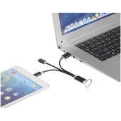 Metalen 3-in-1 oplaadkabel met sleutelhanger - Zwart