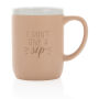 Keramische mok met witte rand 300 ml., bruin, wit