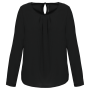 Damesblouse in crêpe met lange mouwen Black 34 FR