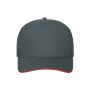 5 Panel Sandwich Cap Organic Cotton graphite/red one size