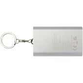 Arcturus powerbank van 2000 mAh van gerecycled aluminium met sleutelhanger - Zilver