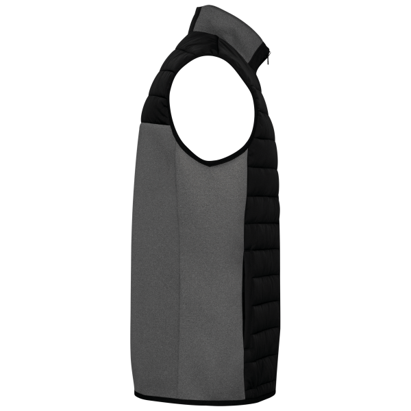 Herenbodywarmer in twee stoffen Black / Dark Grey Heather XS Herenbodywarmer in twee stoffen Black / Dark Grey Heather XS
