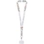 Addie sublimatie RPET-lanyard met telefoonhouder en veiligheidssluiting - Wit/Wit - 10mm