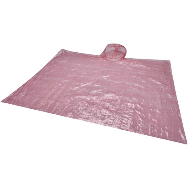 Fog poncho in ronde plastic verpakking met karabijnhaak - Rood Fog poncho in ronde plastic verpakking met karabijnhaak - Rood