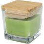 Ambra square glass candle with bamboo lid - Oasis Green