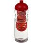 H2O Active® Base 650 ml bidon en infuser met koepeldeksel - Transparant/Rood