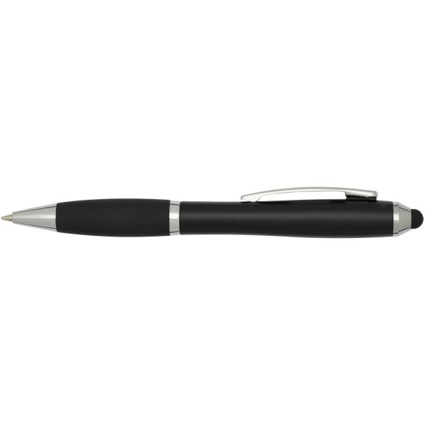 Nash RCS balpen met stylus van gerecycled plastic met gekleurde behuizing en zwarte grip (zwarte inkt) - Zwart Nash RCS balpen met stylus van gerecycled plastic met gekleurde behuizing en zwarte grip (zwarte inkt) - Zwart