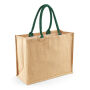 Classic Jute Shopper - Natural/Forest Green - One Size