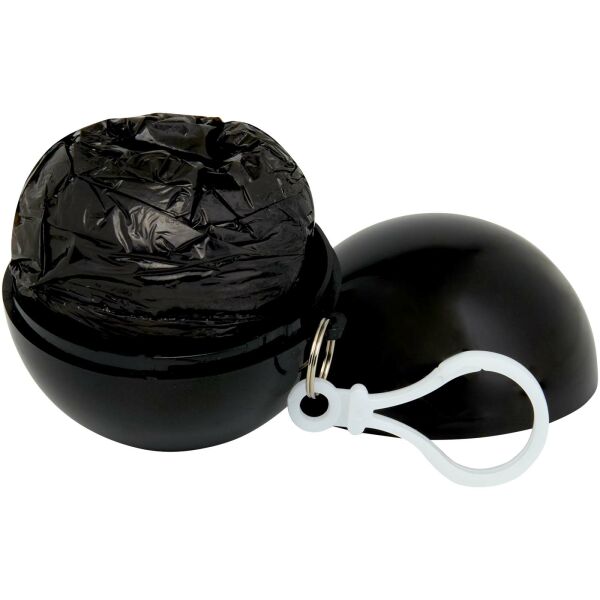 Fog poncho in ronde plastic verpakking met karabijnhaak - Zwart Fog poncho in ronde plastic verpakking met karabijnhaak - Zwart
