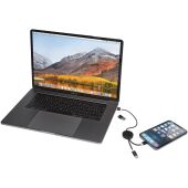 Alasia 5-in-1 30 cm datasynchronisatie- en 27 W snellaadkabel van gerecycled aluminium en plastic - Zwart