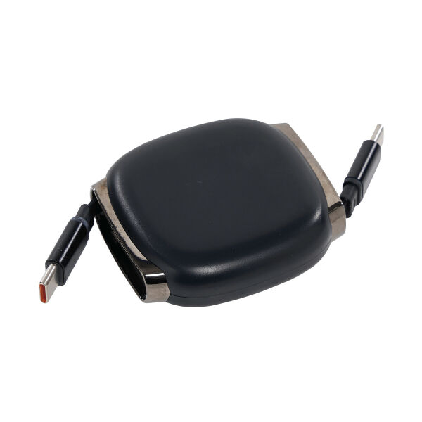 SOLARA 60W Cable - SOLARA 60W Cable, Oprolbare laad- en datakabel zwart SOLARA 60W Cable - SOLARA 60W Cable, Oprolbare laad- en datakabel zwart