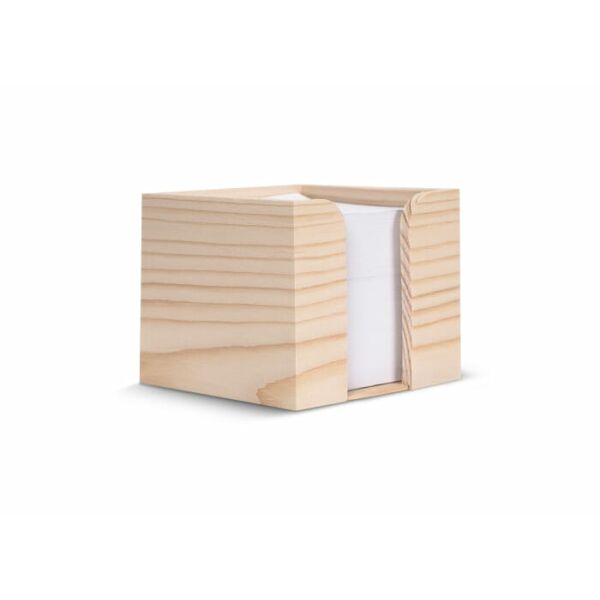 Kubushouder hout met wit papier 10x10x8.5cm FSC
