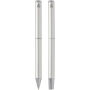 Lucetto cadeauset met balpen en rollerbalpen van gerecycled aluminium (zwarte inkt) - Zilver