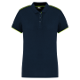 Contrasterende damespolo Day To Day korte mouwen Navy / Fluorescent Yellow XXL